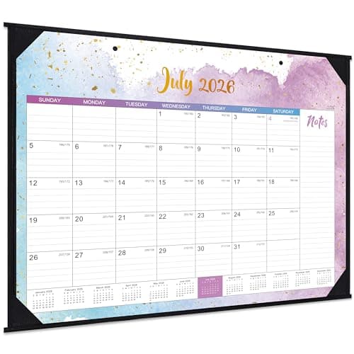 Desk Calendar 2026-2027 - 2026-2027 Desk Calendar Large, Jul 2026 - Dec 2027, 22" x 17" Large Calendar 18 Months with Corner Protectors, Desk Pad, To-Do List, Desk/Wall Calendar - Multicolor Waterink