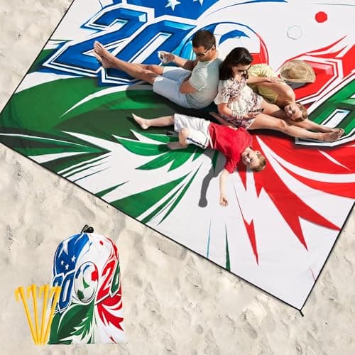 WIWIGO Beach Blanket Waterproof Sandproof Beach Mat 79" X 83" /10'x9'for 2-8 Adults Quick Drying Outdoor Picnic Mat Beach Accessories for Travel, Camping, Hiking - Thumbnail 6