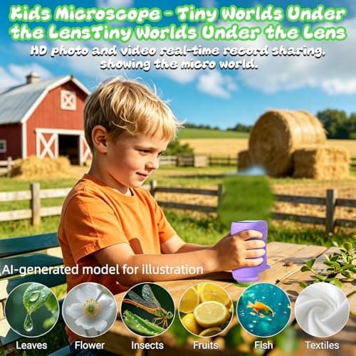 Pozifu 2.0" Handheld Microscope for Kids, 2 in 1 1000X Pocket Digital Microscope & 10X Telescope for Kids - Science Kits STEM Toys - Gifts for Boys Girls Ages 3 4 5 6 7 8 9 10 11 12 (Purple) - Thumbnail 4