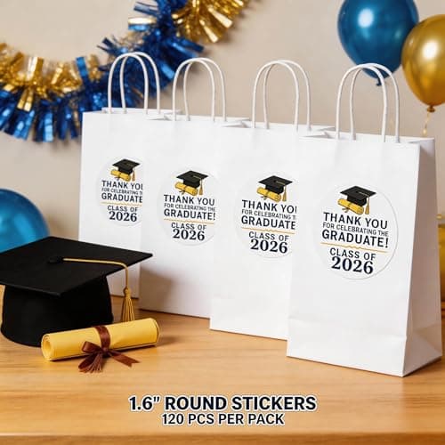 ZLKAPT 2026 Graduation Sticker Labels - Universal Color Palette — 120 Pcs 1.6" Round One Smart Cookie Decals — Safe for Envelopes Treat Bags Cards — Class of 2026 Thank You Party Favors - Thumbnail 5
