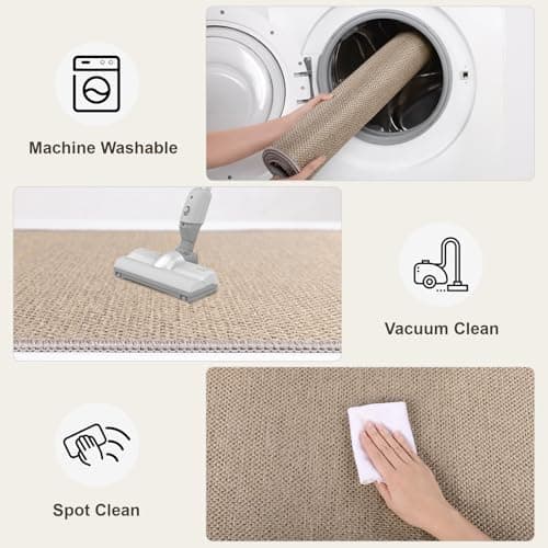 SHACOS Washable Runner Rug 3x10 ft, Woven Hallway Rug with Non Slip Rubber Backing, Indoor Outdoor Carpet Runner for Kitchen Entryway Farmhouse, Brown - Thumbnail 5