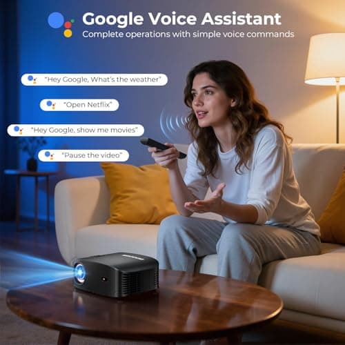 GOODEE 4K Mini Smart Projector with WiFi and Bluetooth - 【Official Licensed Google TV】 Compatible with Netflix/YouTube/Prime Video/Dolby Audio/Auto Focus, Portable Movie Projectors for Outdoor/Indoor - Thumbnail 3