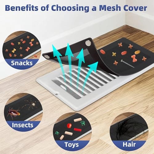Magnetic Vent Mesh- 4 Pack, 5 x 11 inch Strong Magnetic Vent Screen for Home Floor, Ceiling and Wall Registers, Ventilate While Prevent Objects from Entering, Durable and Solid - Black - Thumbnail 5