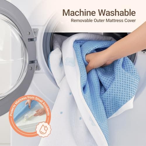 MAMAZING Aerobase Mini Crib Mattress 38" L x 24" W, 2-Stage Breathable Mattress, Non-Toxic, Waterproof Sleep Surface, Machine-Washable Outer Cover for Easy Care, Fits Mini Size & Portable Crib - Thumbnail 6