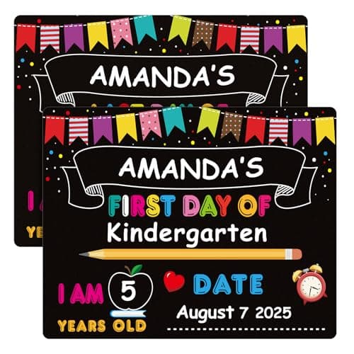 PETCEE First Day of School Board Sign - 11"x14" Double Sided Reusable and Erasable 1st First & Last Day of Preschool Pre-K Chalkboard Sign Photo Prop Gift Back to School Supplies for Kids Son Daughter - Image 1