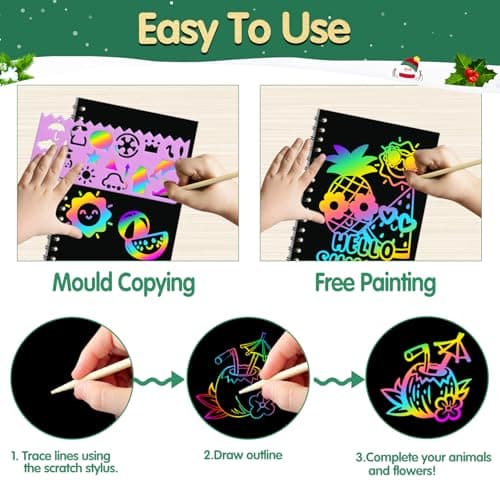 ZMLM 4 Pack Scratch Art Party Favors: Birthday Party Favors for Kids 4-8, Bulk Rainbow Scratch Notebook Paper Pads, Goodie Bags Stuffers Girls Boys Classroom Gifts Crafts Toys Easter Basket Stuffers - Thumbnail 4