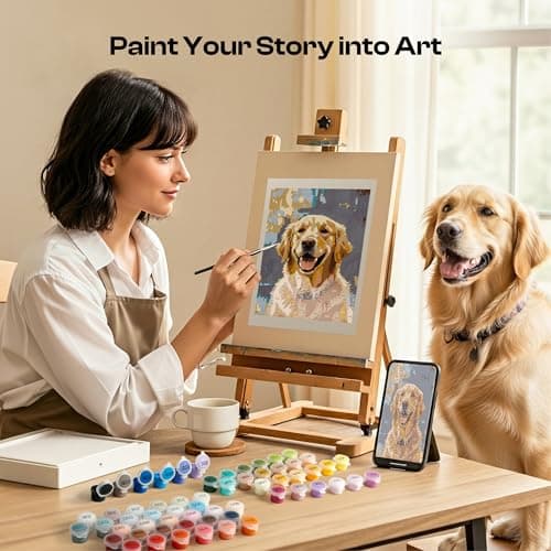 Caydo Custom Paint by Numbers Kit for Adults, Turn Your Photo into A4 Paint Templates via Included Customization Feature with 60-Color Acrylic Set and 3 Blank Canvases for Gift & Home Activity - Thumbnail 2