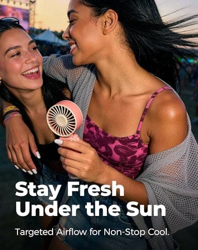 Diveblues Portable Turbo Fan, Pink Travel Fan, Wearable Neck Fan - Thumbnail 2