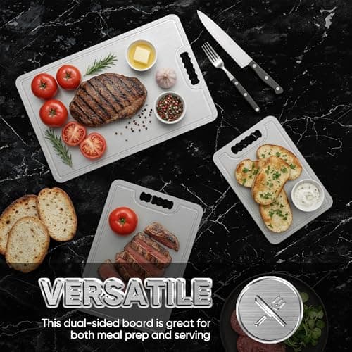 Titanium Cutting Board,100% Pure Titanium Cutting Boards for Kitchen, 2025 New Double Sided Food-Grade Chopping Board for Cutting Meat Vegetable Fruit-Small(11.5x8in) - Thumbnail 5