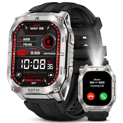 KOSPET Tank M4C Outdoor Smart Watch with GPS, 1.96" AMOLED Display, Built-in LED Flashlight & Walkie-Talkie, Long Battery Life, 5ATM Waterproof, Bluetooth Calls, 24/7 Heart Rate/Sleep Monitor - Image 1