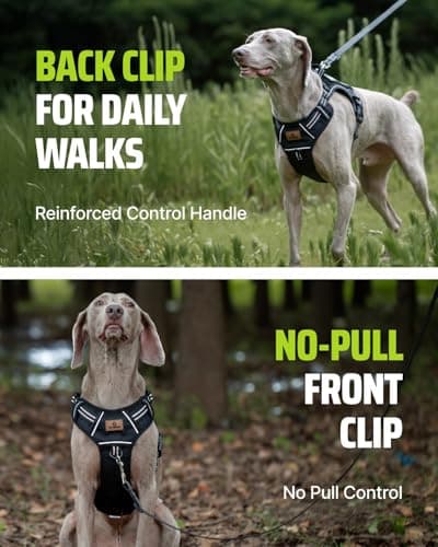 Tactical Dog Harness No-Pull Military Vest for Medium & Large Dogs, Adjustable Reflective Escape-Proof Vest with MOLLE System, Handle Control for Training, Walking, Outdoor – Black - Thumbnail 2