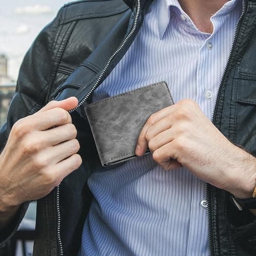 Gostwo Mens Wallet RFID Blocking Slim Minimalist Bifold Wallet with ID Window & Business Card Holder, Thin Front Pocket Design, Stylish Wallet for Men, Teen, Boyfriend, Husband - Thumbnail 6