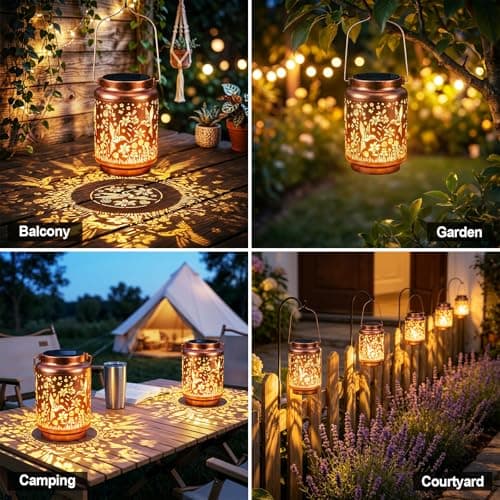 Hummingbird Solar Lanterns Outdoor Waterproof Hanging Metal Solar Garden Lights Decor Gifts for Women Mom Grandma Solar Lights for Yard, Patio, Backyard, Porch, 1 Pack - Thumbnail 5