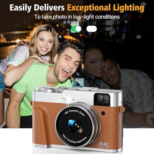4K Digital Camera for Photography, 48MP Autofocus Vlogging Cameras with 16X Digital Zoom, 2.8" LCD Point and Shoot Camera for YouTube, Anti-Shake Compact Cameras with 32GB Micro SD Card & 2 Batteries - Thumbnail 4