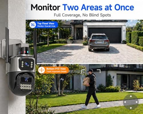 5G Security Camera Outdoor, 6MP Dual Lens 6X PTZ Outside Cameras for Home Security, IP66 Waterproof Wired,2-Way Audio,Motion Tracking,Pan/Tilt,Color Night Vision, Light Alarm, 24/7 SD Recording/Cloud - Thumbnail 3