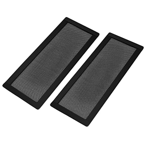 Magnetic Floor Register Vent Covers, 4 x 10 Inch Stronger Magnet Vent Mesh,PVC Vent Screen Trap Perfect for Wall, Ceiling, Home Floor Air Vent Filters, Catch Debris Hair Insect-2Pack (4"x10", Black)