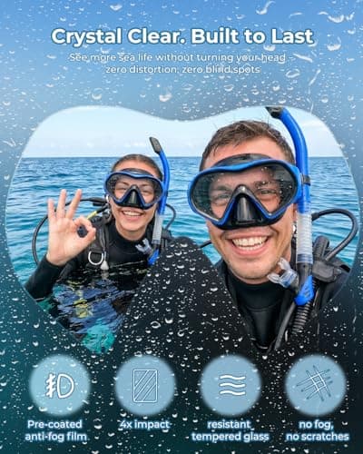 Aegend Snorkel Mask 2Pack for Adults Youth– Anti-Leaking Swim Goggles 180° Panoramic Clear View Anti-Fog Scuba Diving Mask with 1S Underwater Adjustment, Soft Liquid Silicone & No Hair Pulling - Thumbnail 2