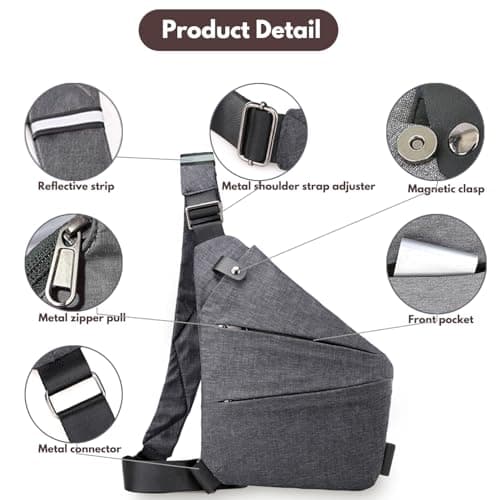 ocalil Anti Theft Travel Bag,Crossbody Travel Bag, Sling Bag Travel Crossbody Bag for Women Men (right shoulder, black) - Thumbnail 2