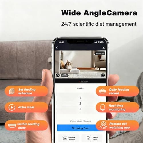 Smart Automatic Pet Feeder with 2K HD Camera & Night Vision, 4.5L Large Capacity, Anti-Jam System, Voice Recorder, Dual Power, App Control, Programmable Feeding for Cats/Dogs (White) - Thumbnail 3