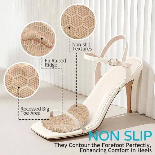 Niifawh Ball of Foot Cushions 2 Pairs, Metatarsal Pads for Women, Heel Cushion Inserts, No Slip Heel Grips Liners Pads and 4 ct Gel Blister Bandages Pads for Reduce Heel, Toe & Foot Pain - Thumbnail 2