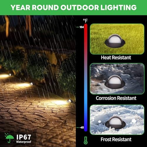 Varmtalys 3000K Landscape Well Lights, 6 Pack 6W 420LM LED Low Voltage 12V In-Ground Lights, IP67 Waterproof Aluminum Oil-Rubbed Bronze, Single-Side Lighting Outdoor for Pathway, Lawn - Thumbnail 5