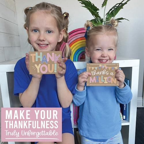 Hadley Designs Bulk Thank You Cards with Envelopes - 54 Kids Thank You Cards For Teachers, Cute Thanks Blank Cards and Envelopes, Fun Appreciation Note Card for Birthday, Baby Shower & Small Business - Thumbnail 4