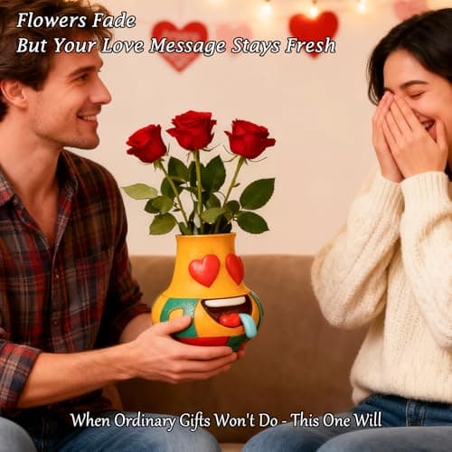 U WONDERFUL Cute Flower vase - Flower Vase Unique, Funny Cool Face Vase, Gifts for Couples, Home Decor Living Room, Art Deco Vase for Table Centerpiece Wedding Dining Office House - Thumbnail 3