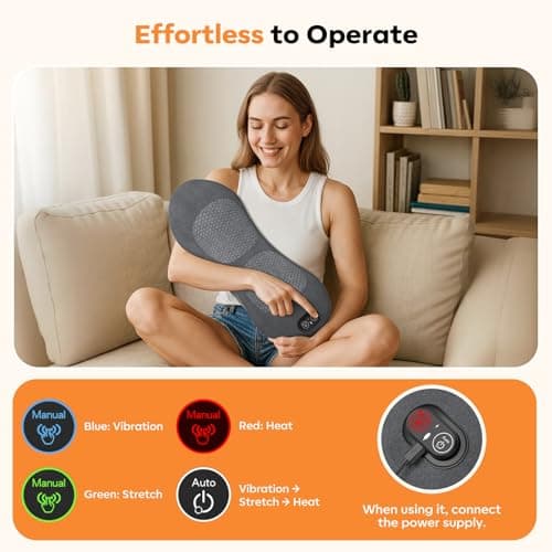 Triple Fusion Back Massager, 3-in-1 Rechargeable Cordless Lumbar Pillow with Heat, Vibration & Gentle Traction, Electric Lower Back Massager for Chair, Sofa, Bed, Home & Office Use - Thumbnail 4