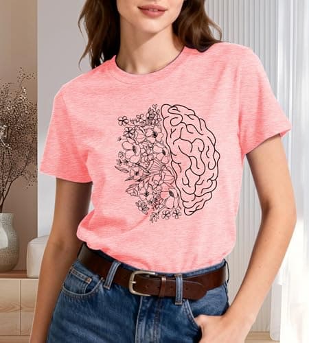 Mental Health Awareness Shirt Women-Brain Flower Tshirt Women Neuro Diversity Tee Tops Motivational Short Sleeve - Thumbnail 3
