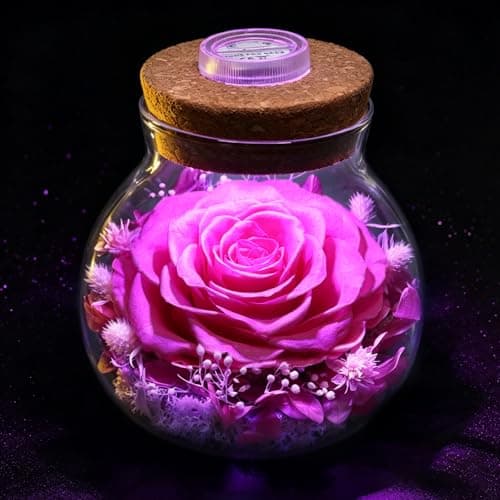 Mothers Day Flowers Gifts for Mom Birthday Gift for Women Preserved Rose Eternal Forever Flower in Glass Wishing Bottle with Colorful LED Light Flowers for Delivery Prime for Grandma Wife Friends - Image 1