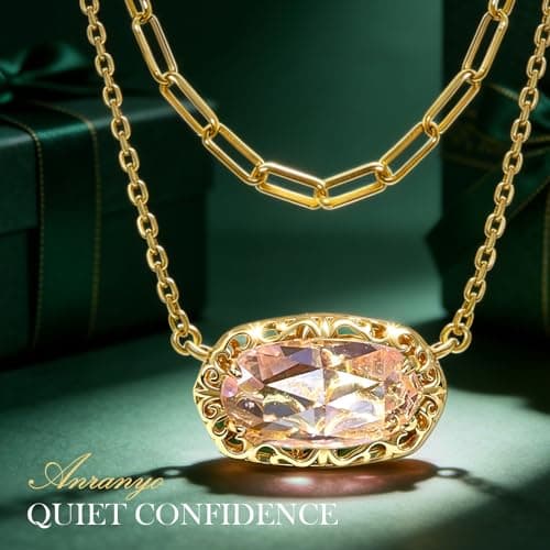 Anranyo Birthstone Necklace for Women, Oval Cut Garnet Paperclip Stackable Necklaces, 18K Gold Plated Dainty Red Cubic Zirconia Pendant Necklace，Non Tarnish, Birthday Mothers Day Gifts for Wife - Thumbnail 5