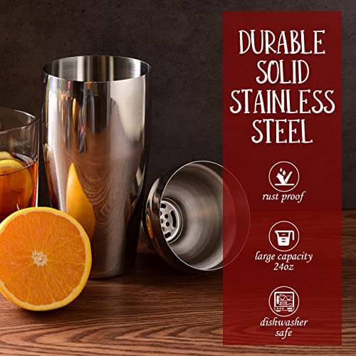 Cocktail Shaker Set Bartender Kit : 12-Piece Bar Tool Set with Bamboo Stand | Bar Set with All Practical Bar Accessories, for Drink Mixing, Bar, Home, Lounge & Party (Silver) - Thumbnail 3
