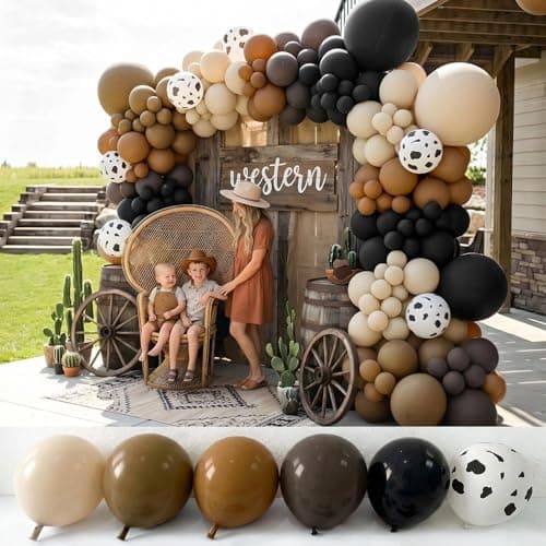 Double Stuffed Western First Rodeo Cowboy Balloon Arch Garland Kit - Thumbnail 3