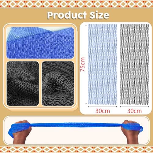 SpiralScgv 2 Pieces African Net Sponge Authentic – Real Authentic Exfoliating Bath Sponges for Silky Smooth Skin, Deep Cleansing Mesh for Full Body, Quick-Drying & Travel-Friendly（Blue Black） - Thumbnail 2
