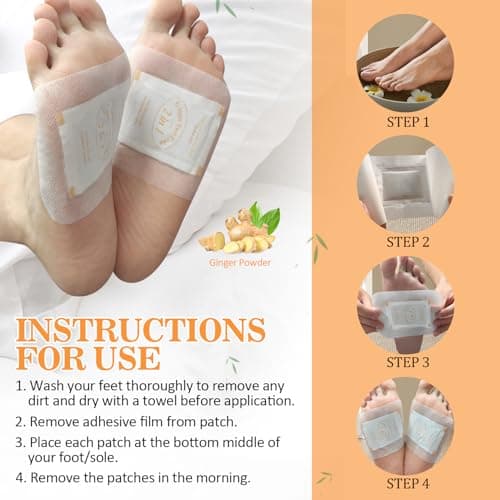 TEWEAE 2 in 1 Ginger Foot Pads, 120 Pads Tear and Use, Premium Natural Ingredients Ginger Powder, Bamboo Vinegar FootPads with ''Stay in Place'' Adhesive Pads Sheet - Thumbnail 3