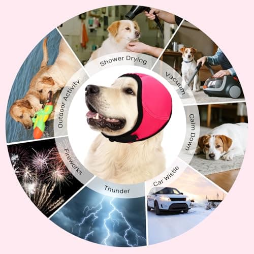 Dog Ear Muffs Noise Protection, Wraps Cover for Dogs Bath Grooming, Adjustable Dog Calming Hoodie Hematoma Anxiety Firework Thunder,Waterproof Dogs Shower Cap Drying Swimming Bathing (MP) - Thumbnail 3