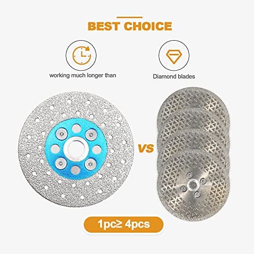 Diamond Granite Cutting Wheel,BRSCHNITT 4-Inch 100mm Vacuum Brazed Angle Grinder Diamond Blade with 5/8-11 Thread for Grinding Beveling Shaping Rounding Granite,Porcelain,Tile,Stone,Marble,Quartz - Thumbnail 4