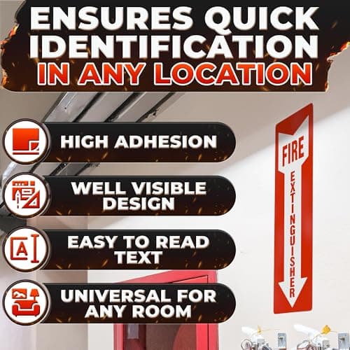24 Pack Fire Extinguisher Signs – 4x11.8 Inch Vinyl Signs | Waterproof & Fade-Resistant Safety Decals for Indoors & Outdoors | Easy to Apply on Walls & Doors, for Cabinets, Offices & Commercial Use - Thumbnail 4