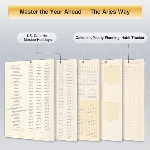 AuroPlanner Aries Zodiac Undated Planner – Monthly Weekly Daily Astrology Portable Journal Notebook, A5 (5.8” × 8.3”), 160 Pages 4-Month Layout, 100 GSM Paper - Thumbnail 4