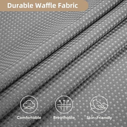 Lameirose Grey Shower Curtain and Liner Set, 3 in 1 Waffle Shower Curtain Set with 12 Double Sided Shower Curtain Hooks, Fabric Shower Curtains for Bathroom 72 x 72 - Thumbnail 6
