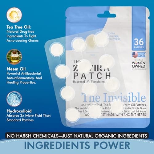 Zovira Invisible Pimple Patches (36 Count) – Ultra Thin Hydrocolloid Acne Patch for Daytime, Tapered Edges, Helps Reduce Redness in 15 Min, For Sensitive Skin - Thumbnail 3