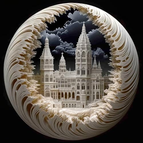 Deepcom 500 Piece Jigsaw Puzzle for Adults, 3D Visual Intricate Cathedral Architecture Design, 500 Pieces Round Puzzle for Adults, Unique Impossible Difficult Hard Challenging Jigsaw Puzzles - Image 1