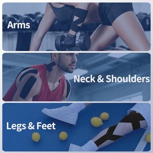 Kinesiololgy Tape for Shoulders,Ankle & Knees Support, 2in×32 Feet Sport Tape Roll for Athletes, Uncut Premium Cotton K-Tape, Hypoallergenic, Waterproof, Black - Thumbnail 3