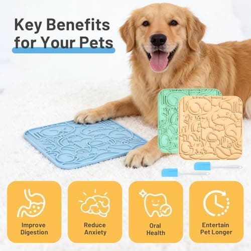 Lick Mat for Dogs,Lick Pads for Cats with Suction Cups- Large&Small Pet Anxiety Relief, Slow Feeder Dog Bowls, Bathing, Grooming and Training -2PCS Packing (Yellow+Green, Small) - Thumbnail 4