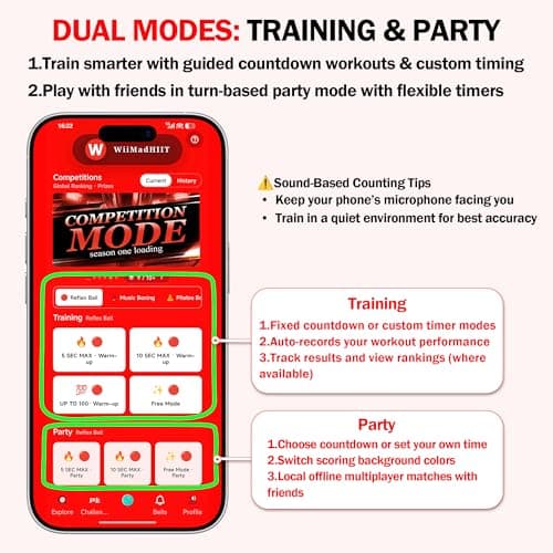 WiiMad Boxing Reflex Ball with Punch Counter App, Punching Ball with Headband, Workout Toy for Kids Teen Adults, Hand Eye Coordination Training | Boxing Equipment, Home Fun Punch Game - Thumbnail 5