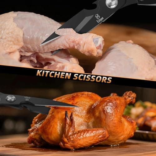 Ethyxe Kitchen Shears for Food - Professional Stainless Steel Japanese Kitchen Scissors for Chicken Bones, Fish, Turkey, Herbs, and Meat – Heavy Duty and Dishwasher Safe - Thumbnail 5