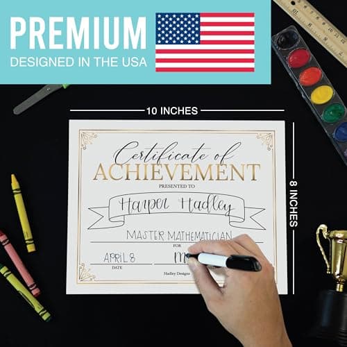 Certificate of Achievement Awards -25 Bulk Award Certificates for Students & Employee of the Month, Premium Real Gold Foil Certificate Paper, Superlative Academic Excellence Certificates of Completion - Thumbnail 4