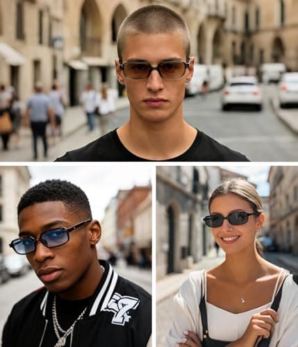 JOOX Retro Rectangle Sunglasses for Women Men Small 90s Style Vintage Trendy Narrow Rectangular Frame 2026 - Thumbnail 3