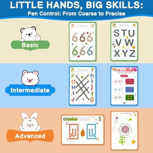 KIDS KING Handwriting Training Aids Book Kit: Reusable Tracing Workbooks with Markers for Kids, Preschool Learning Activities 4-Stage Scribble Workbooks - Thumbnail 4