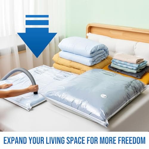 TAILI 8 Pack Vacuum Storage Bags for Comforter and Blankets, Jumbo Vacuum Seal Bags for Bedding 40x31 Inch, Space Saver Bags for Clothes, Pillows, Saving More Closet Space - Thumbnail 6